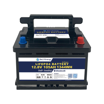 RV Caravan Batteria al litio 12V 105AH Immagazzinamento solare con BT e riscaldamento interno da BELY